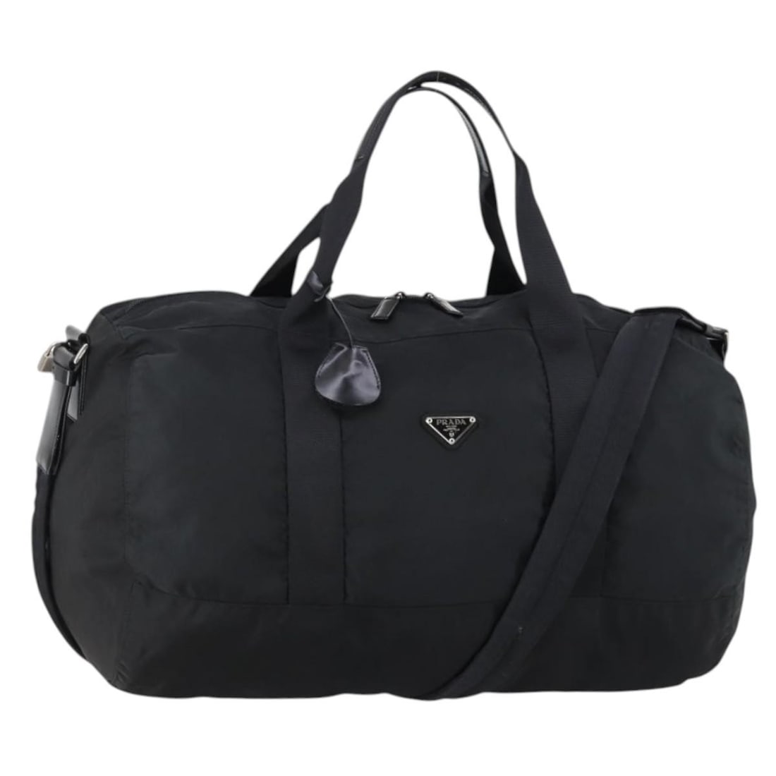 PRADA Black Nylon Boston Bag 2way Silver Hardware Authentic (1 of 18)