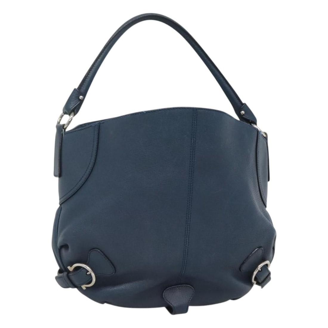 Salvatore Ferragamo Gancini Leather Hand Bag Blue Silver Auth Italy (1 of 18)