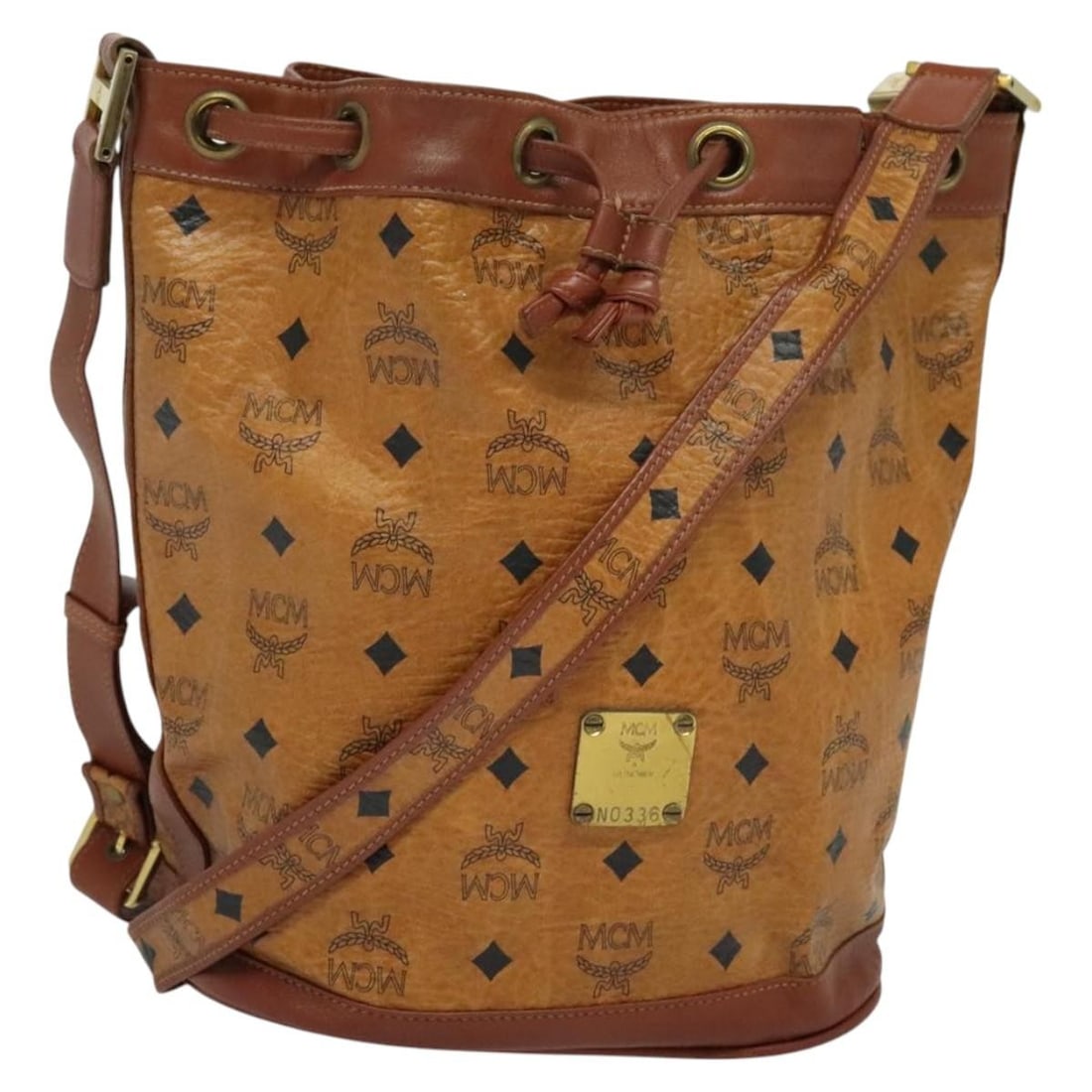 MCM Logogram Vicetos Brown Gold PVC Leather Shoulder Bag Auth AM8195 (1 of 18)