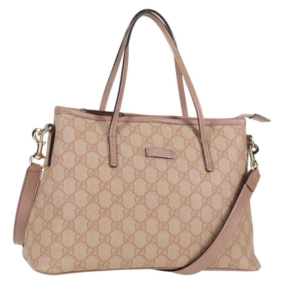 GUCCI GG Supreme Hand Bag PVC Pink Gold 353440 Italy Auth (1 of 18)