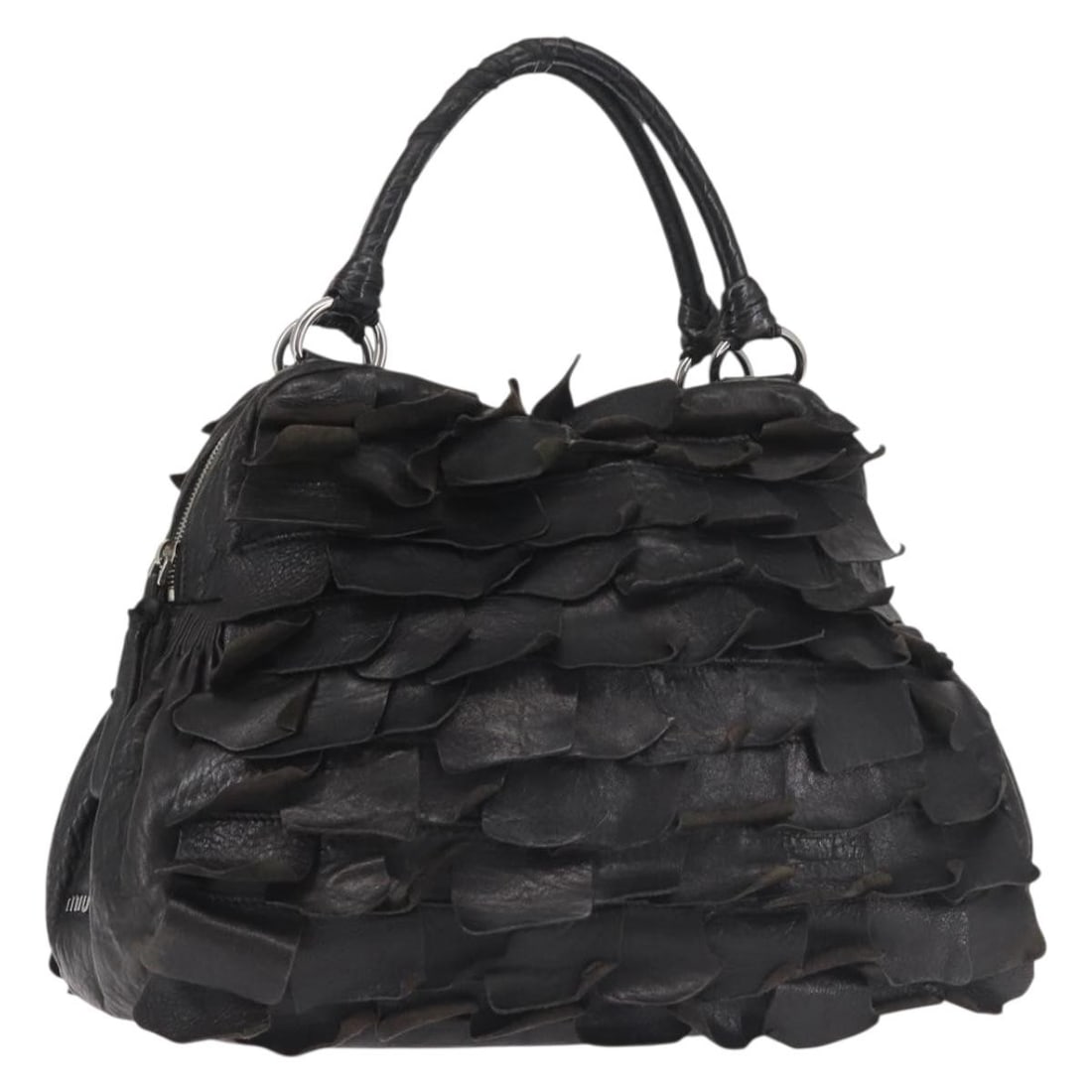 Miu Miu Leather Handbag Black Silver Auth 135325 Turkey (1 of 18)