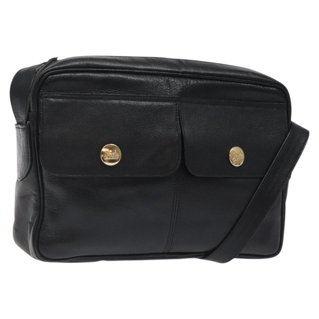 CELINE Black Gold Leather Shoulder Bag Auth 121842 (1 of 18)