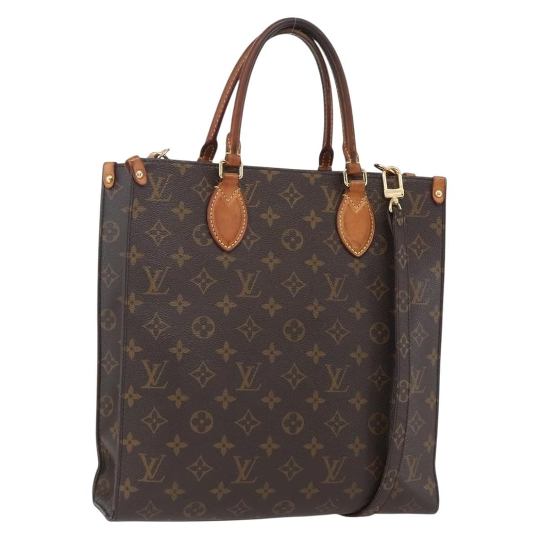 LOUIS VUITTON Monogram Sac Plat PM Hand Bag M51140 with Shoulder Strap: LOUIS VUITTON Monogram Sac Plat PM Hand Bag M51140 with Shoulder Strap This authentic LOUIS VUITTON Monogram Sac Plat PM Hand Bag (Model: M51140) showcases the iconic Monogram Canvas, a hallmark of lu