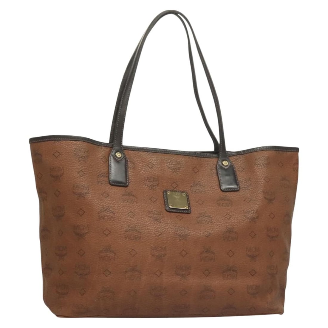 MCM Logogram Vicetos Brown Gold PVC Leather Tote Bag Auth 129111 (1 of 18)