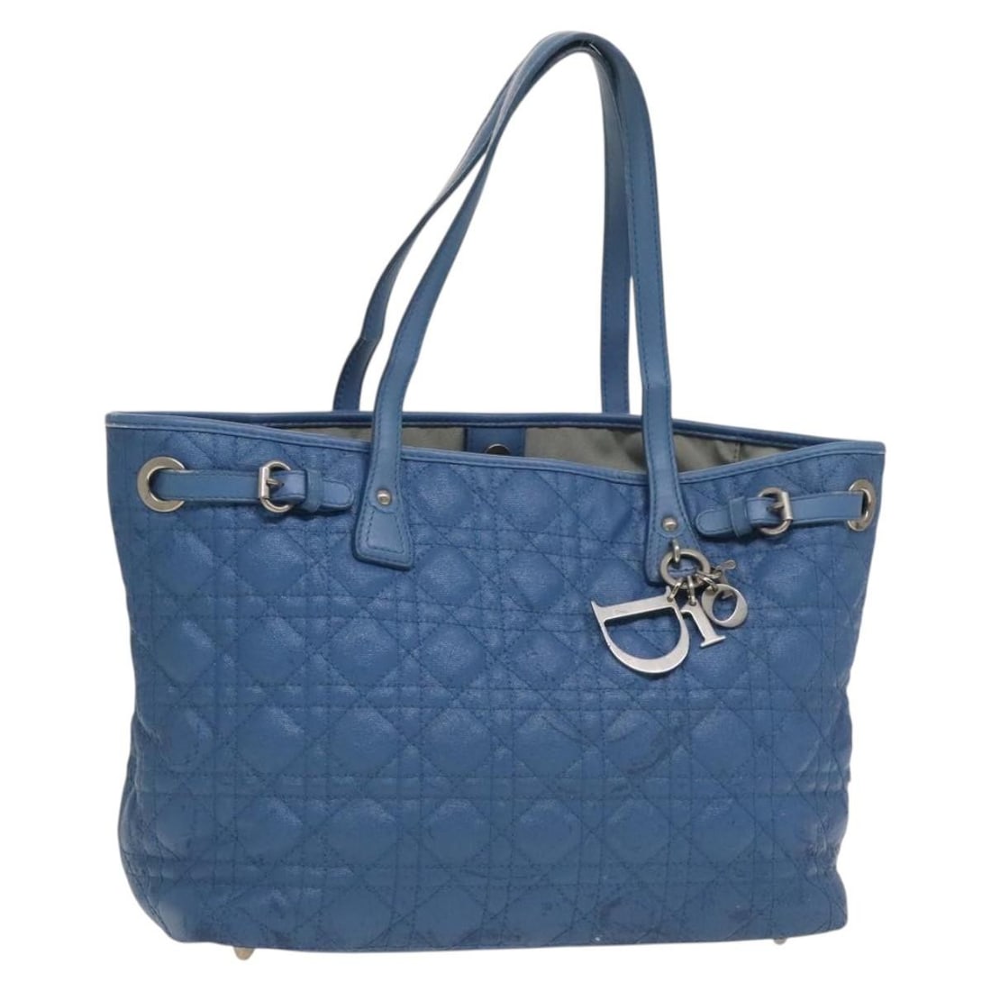 Christian Dior Blue Silver Canage Tote Bag Canvas Auth 136389 (1 of 18)