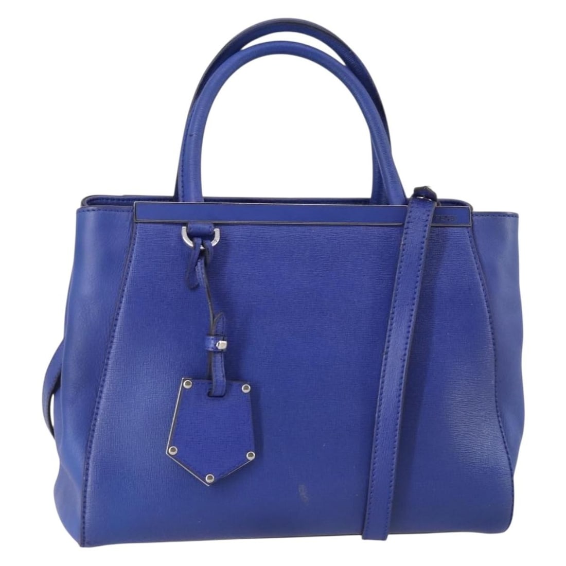 FENDI Petite 2Jours Hand Bag Leather Blue Silver Auth BA6607 (1 of 18)