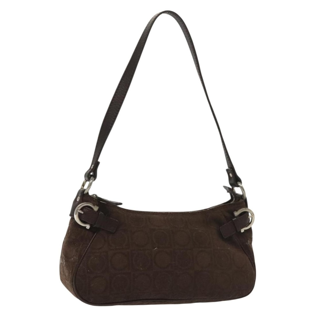 Salvatore Ferragamo Brown Suede Accessory Pouch Silver Auth Made in Italy: Salvatore Ferragamo Brown Suede Accessory Pouch Silver Auth Made in Italy This Salvatore Ferragamo accessory pouch combines elegance with functionality, featuring a luxurious suede exterior in a rich