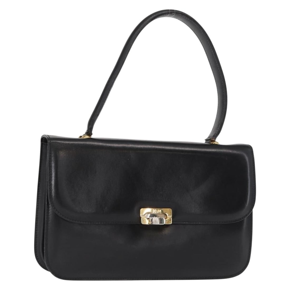 Black Leather Celine Handbag with Gold Accents Made in Italy (1 of 18)