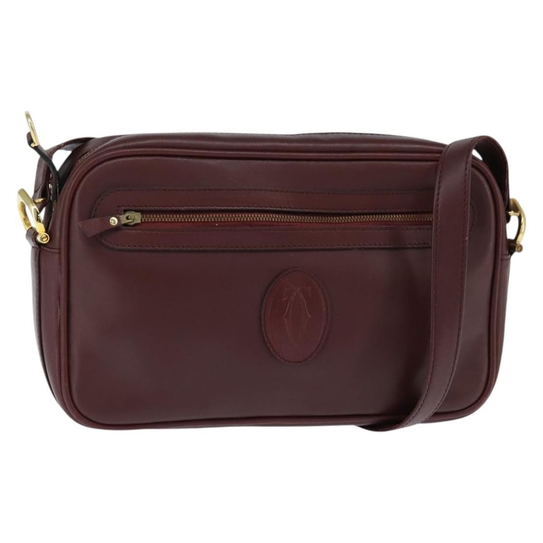 CARTIER Must Line Bordeaux Leather Shoulder Bag Gold Accents (1 of 18)