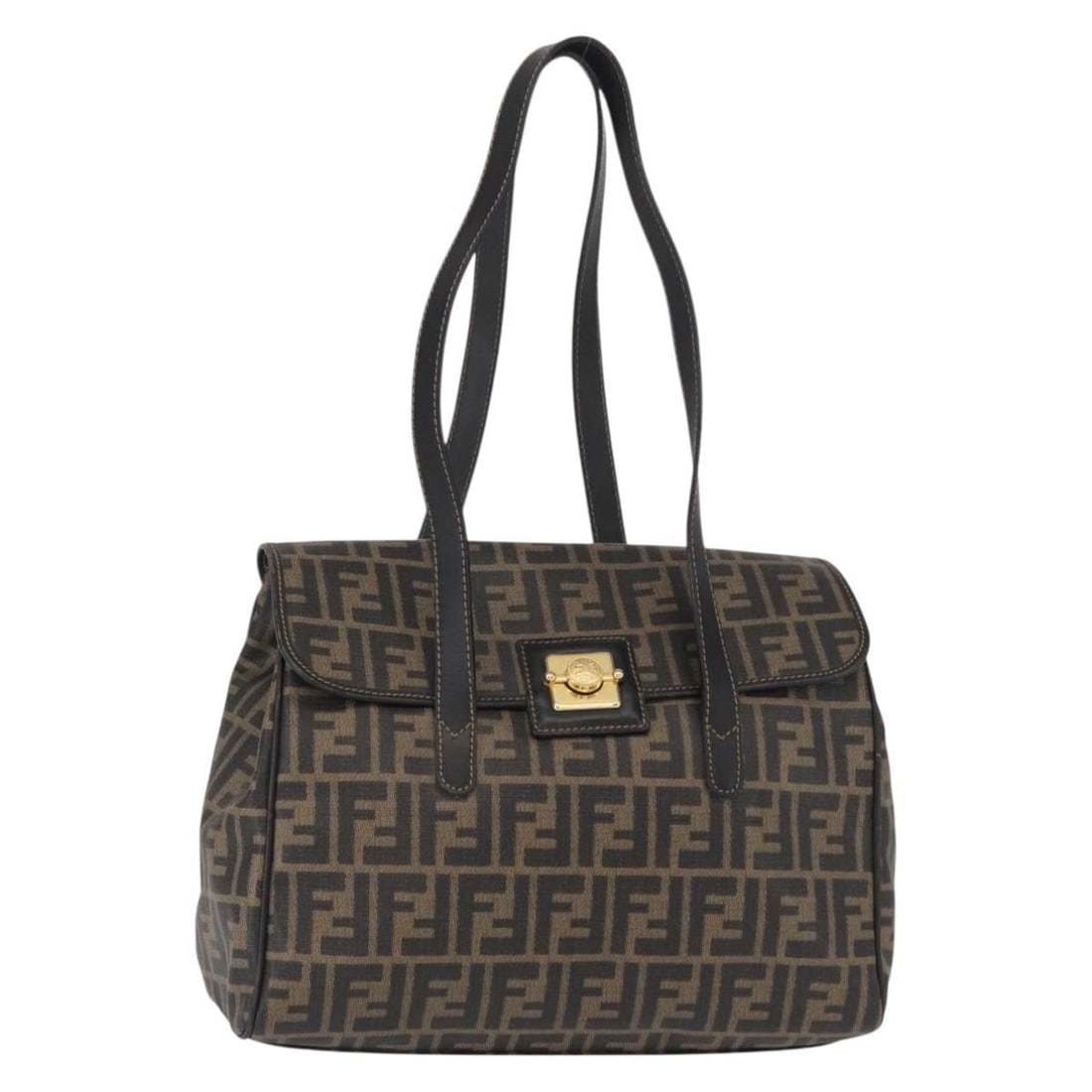 FENDI Zucca Tote Bag PVC Black Brown Italy Authentic 156482 (1 of 18)