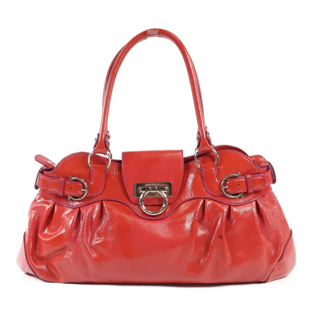 Salvatore Ferragamo Red Calfskin Shoulder Bag Made in Italy (1 of 10)