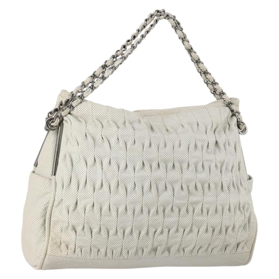 CHANEL Ivory Silver Leather Chain Shoulder Bag Authenticated (1 of 18)