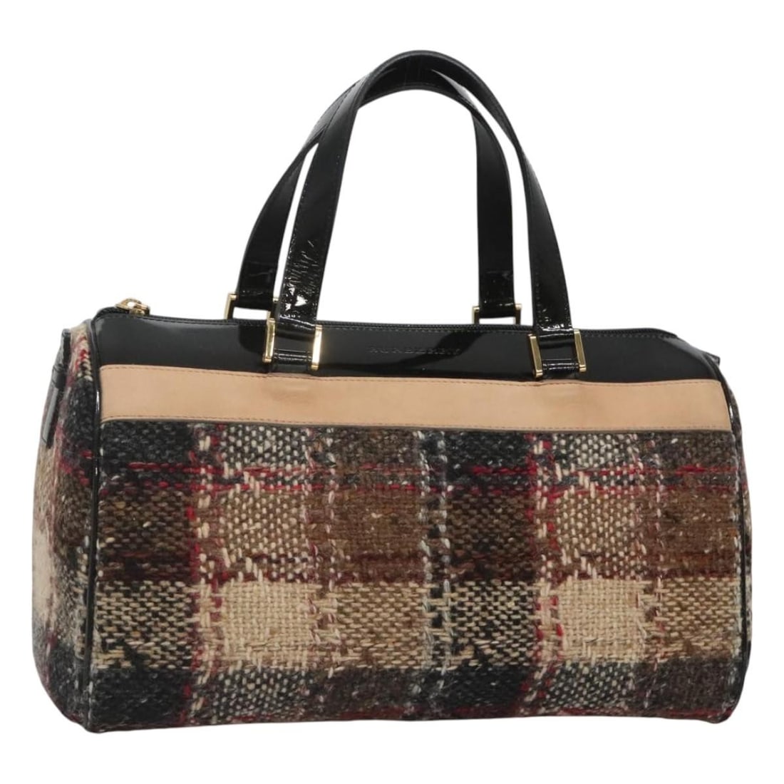 Burberry Nova Check Hand Bag Wool Beige Gold Authentic (1 of 18)