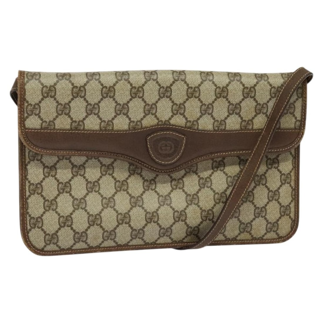 GUCCI GG Supreme Beige Gold PVC Shoulder Bag Auth BA3133 (1 of 18)