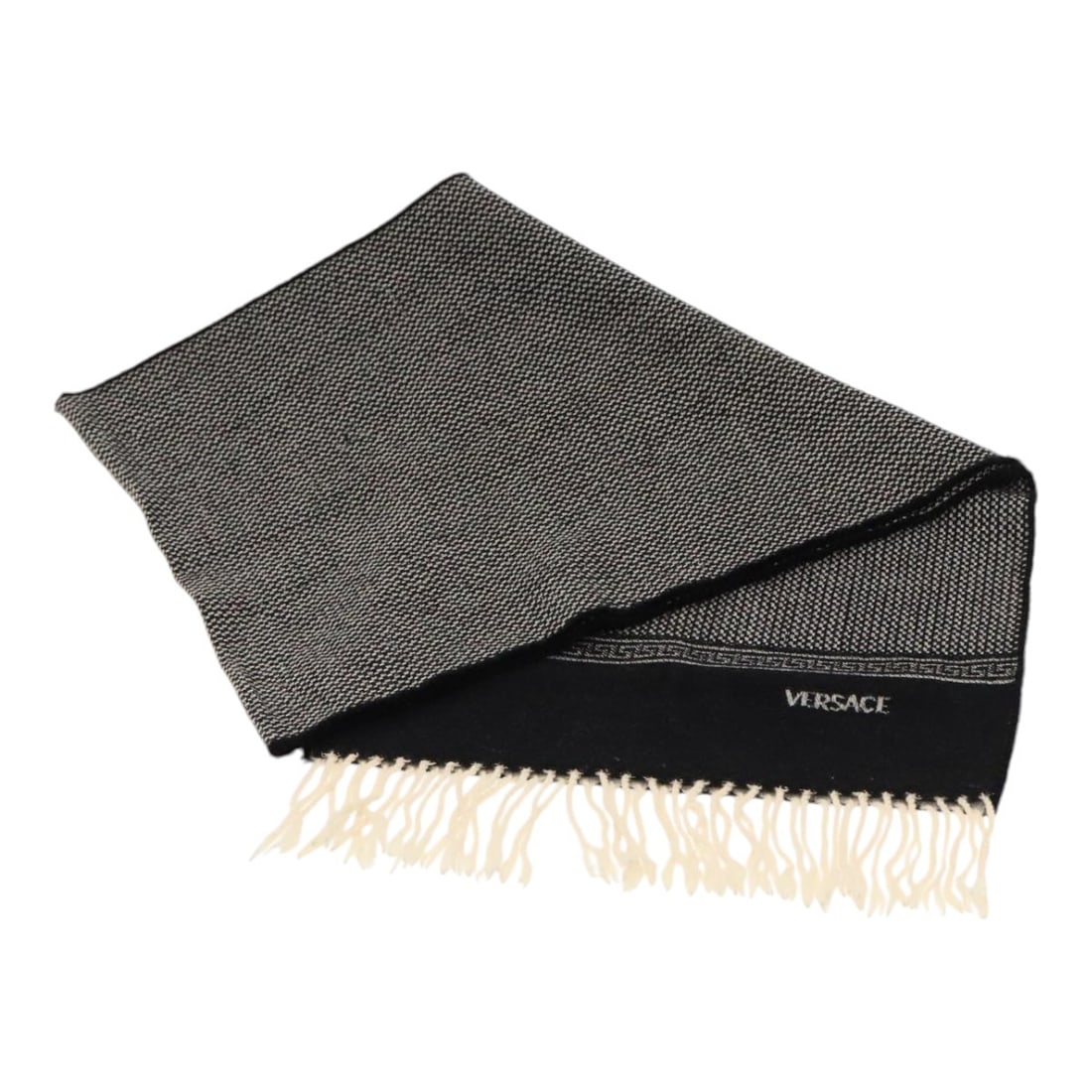 VERSACE Black Wool Scarf Made in Italy Authentic (1 of 17)
