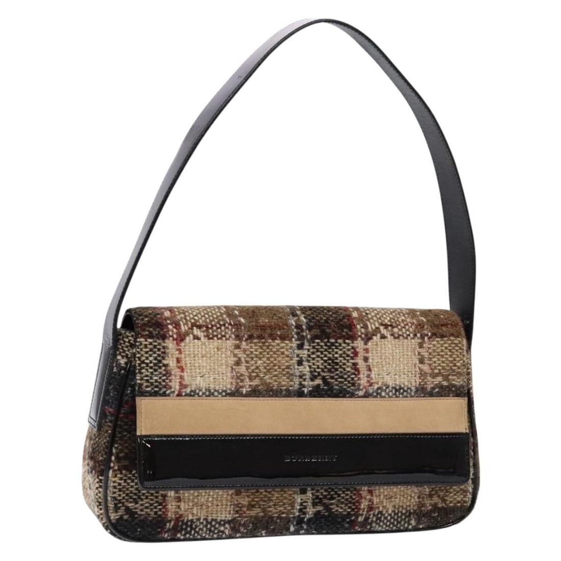 Burberry Nova Check Beige Wool Shoulder Bag 137662 (1 of 18)