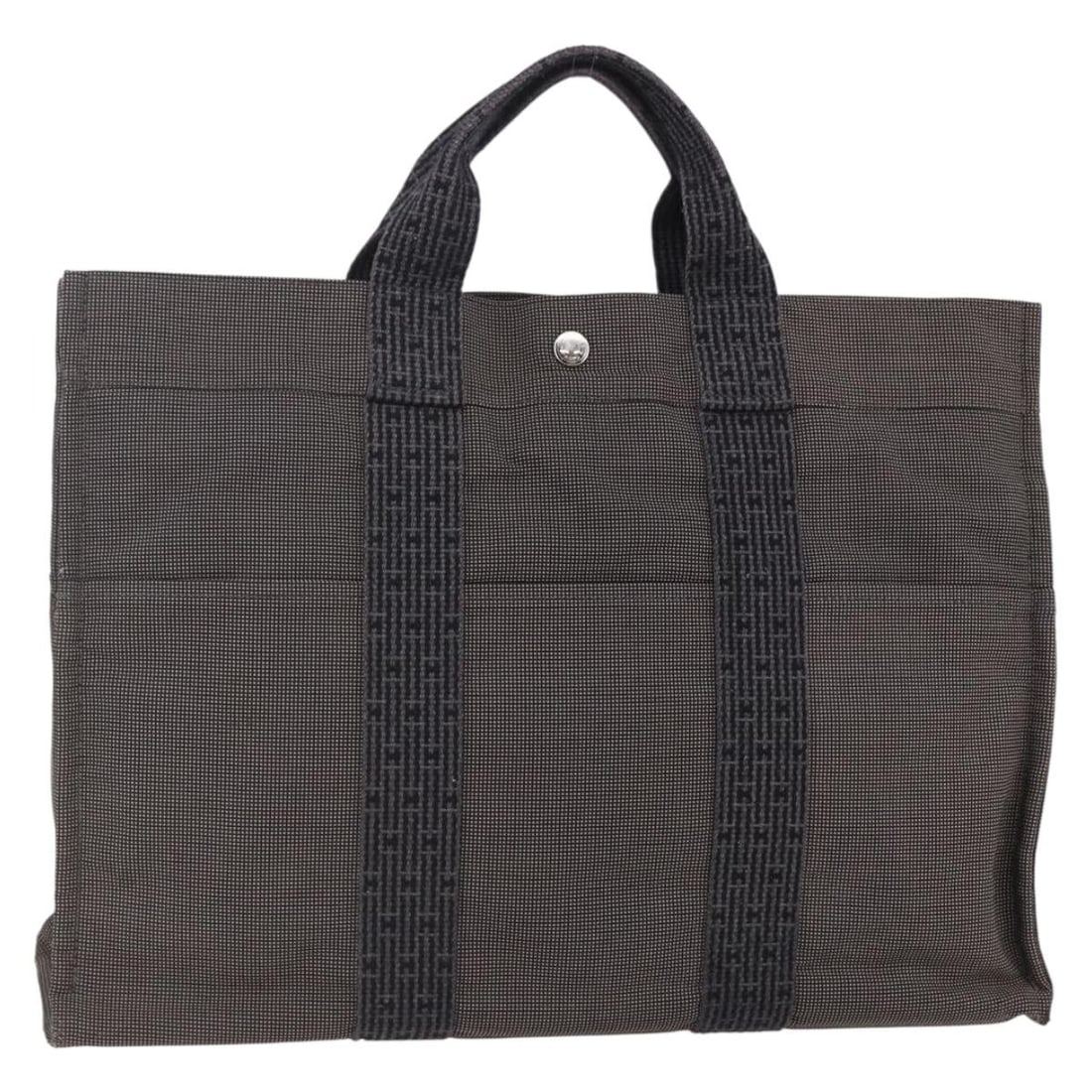 HERMES Her Line MM Gray Canvas Hand Bag Made in France (1 of 18)