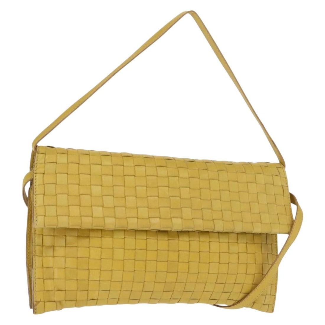 BOTTEGA VENETA Yellow Leather Intrecciato Shoulder Bag Italy Authenticated (1 of 18)