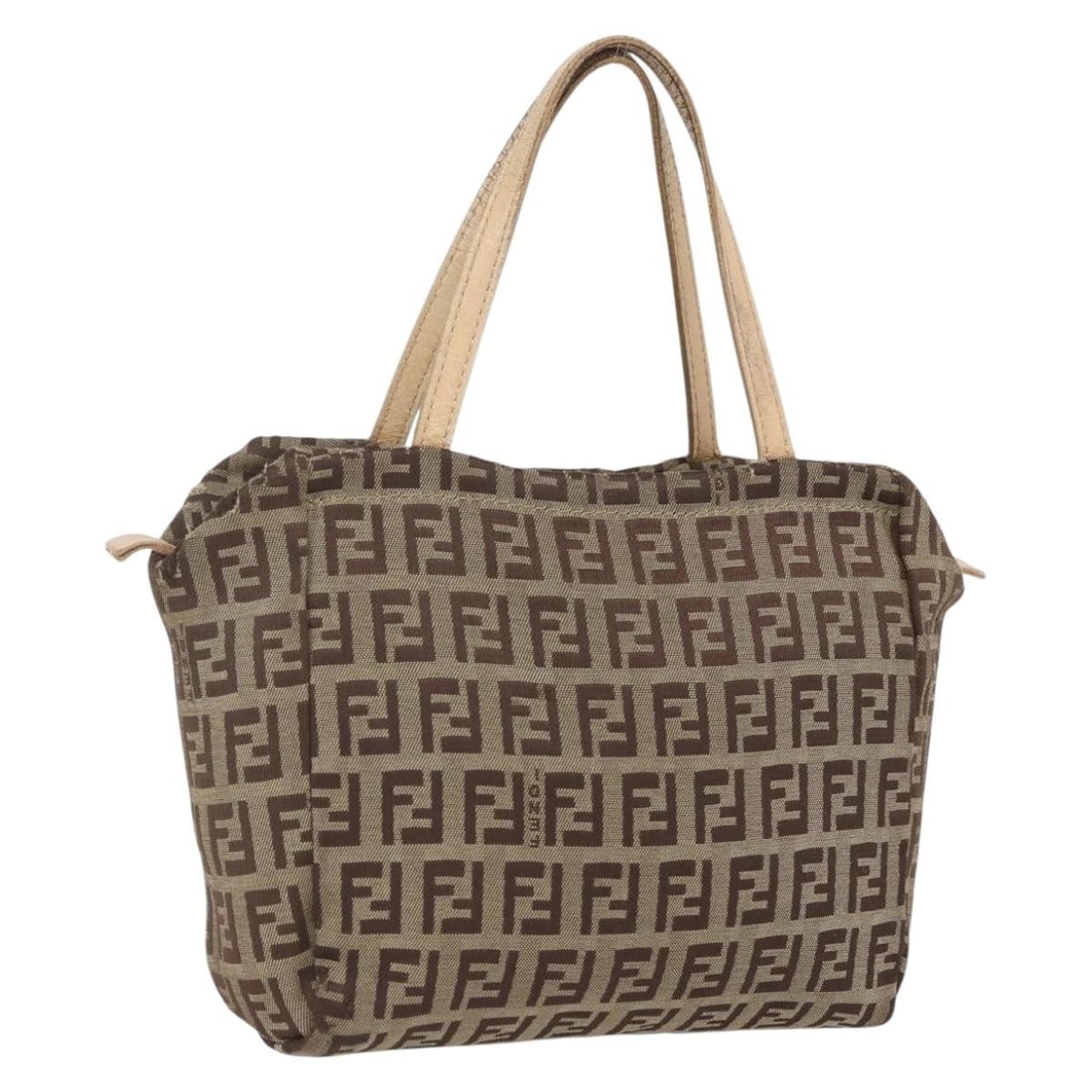FENDI Zucchino Canvas Beige Hand Bag Italy Auth 159795 (1 of 18)