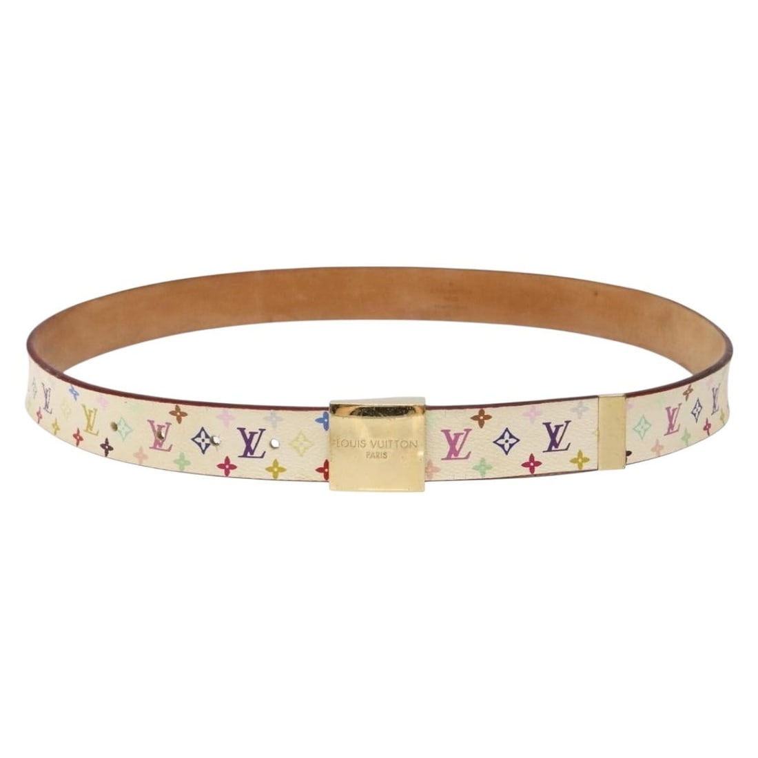 LOUIS VUITTON Monogram Multicolor Ceinture Belt White Auth LB1004: LOUIS VUITTON Monogram Multicolor Ceinture Belt White Auth LB1004 Elevate your style with this authentic LOUIS VUITTON Monogram Multicolor Belt in a chic white finish. Crafted from durable Monogram Mu