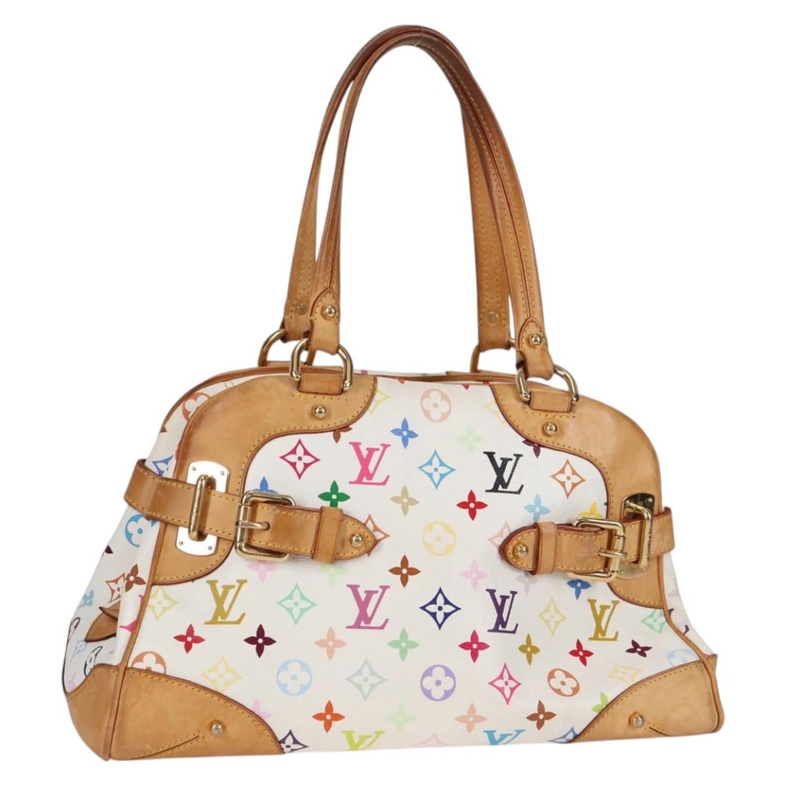 LOUIS VUITTON Monogram Multicolor Claudia Hand Bag White M40193 Auth France (1 of 18)