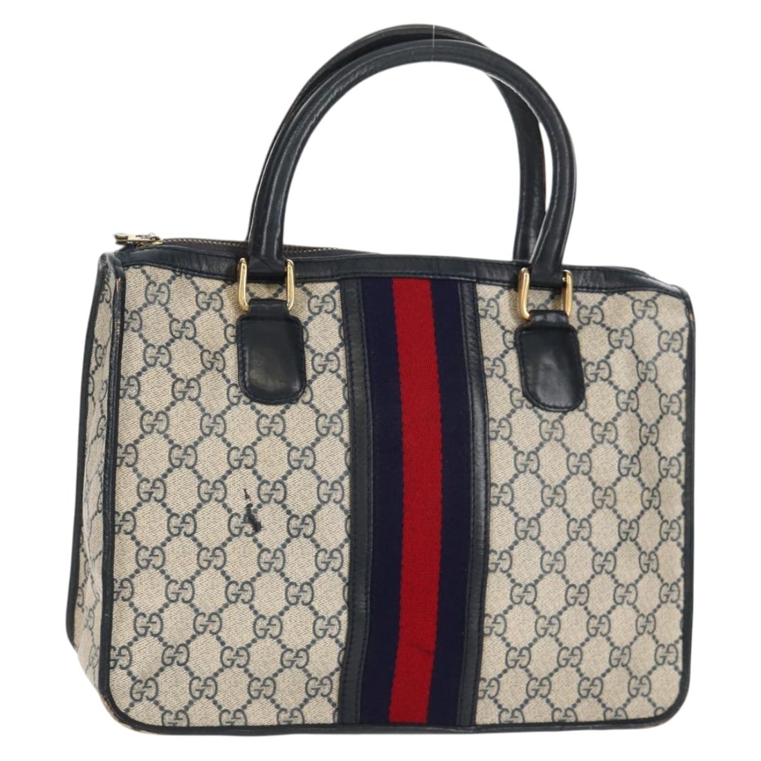 GUCCI GG Supreme Hand Bag PVC Navy Red Italy Auth FM3583 (1 of 18)