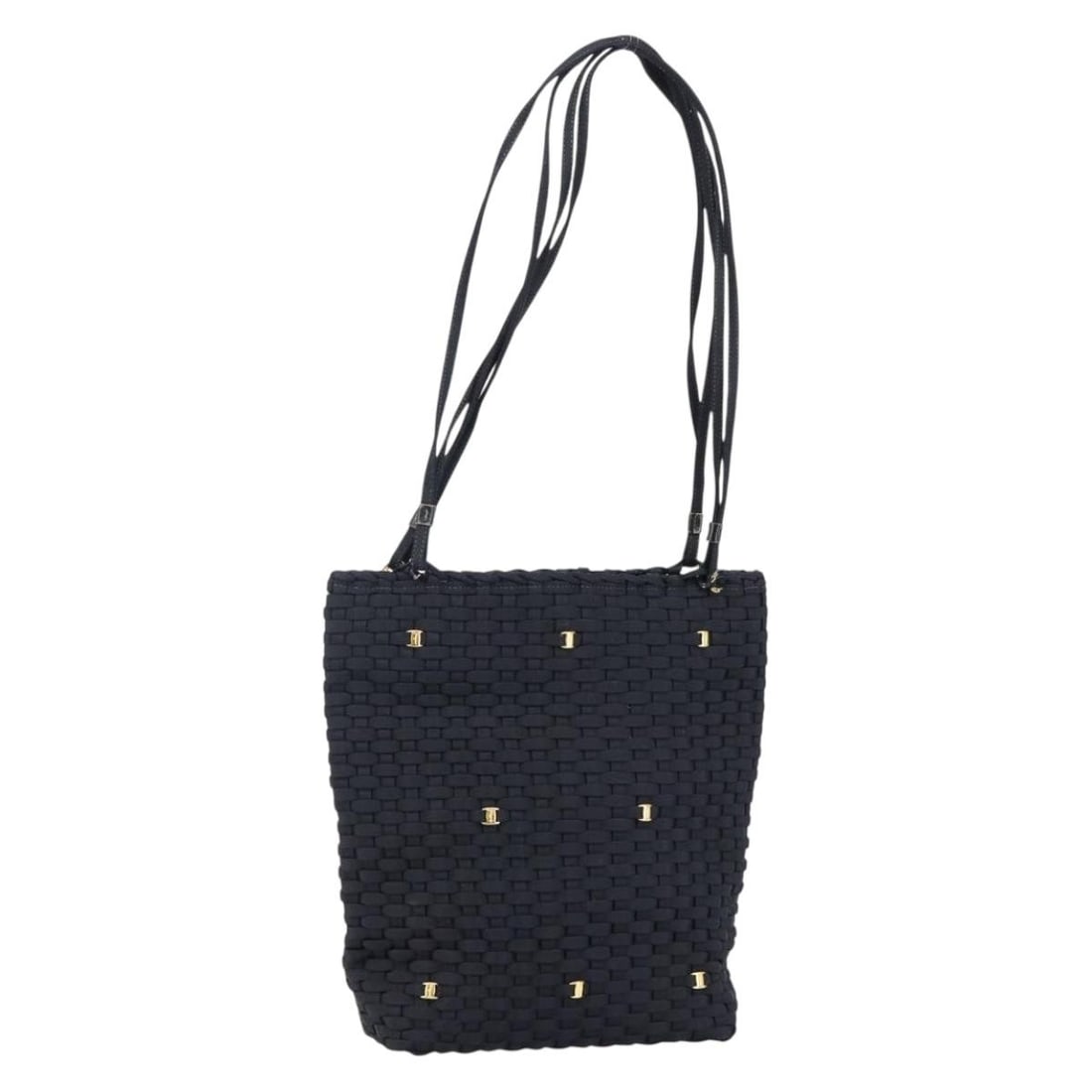 Salvatore Ferragamo Vala Nylon Shoulder Bag Black Gold Made in Italy: Salvatore Ferragamo Vala Nylon Shoulder Bag Black Gold Made in Italy This Salvatore Ferragamo Vala Shoulder Bag combines elegance and practicality, crafted from durable nylon in a striking black and g