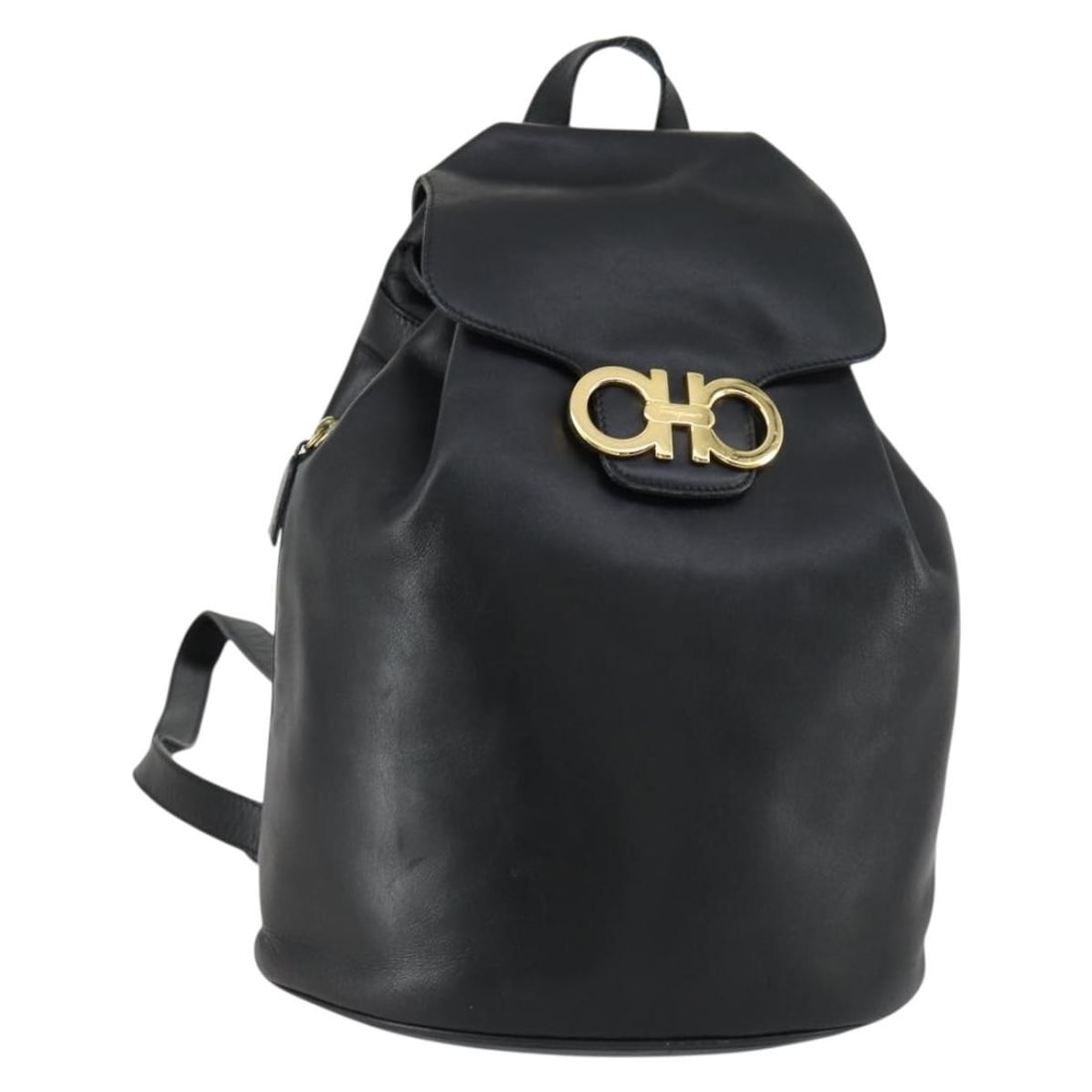 Black Leather Salvatore Ferragamo Gancini Backpack with Gold Accents (1 of 18)