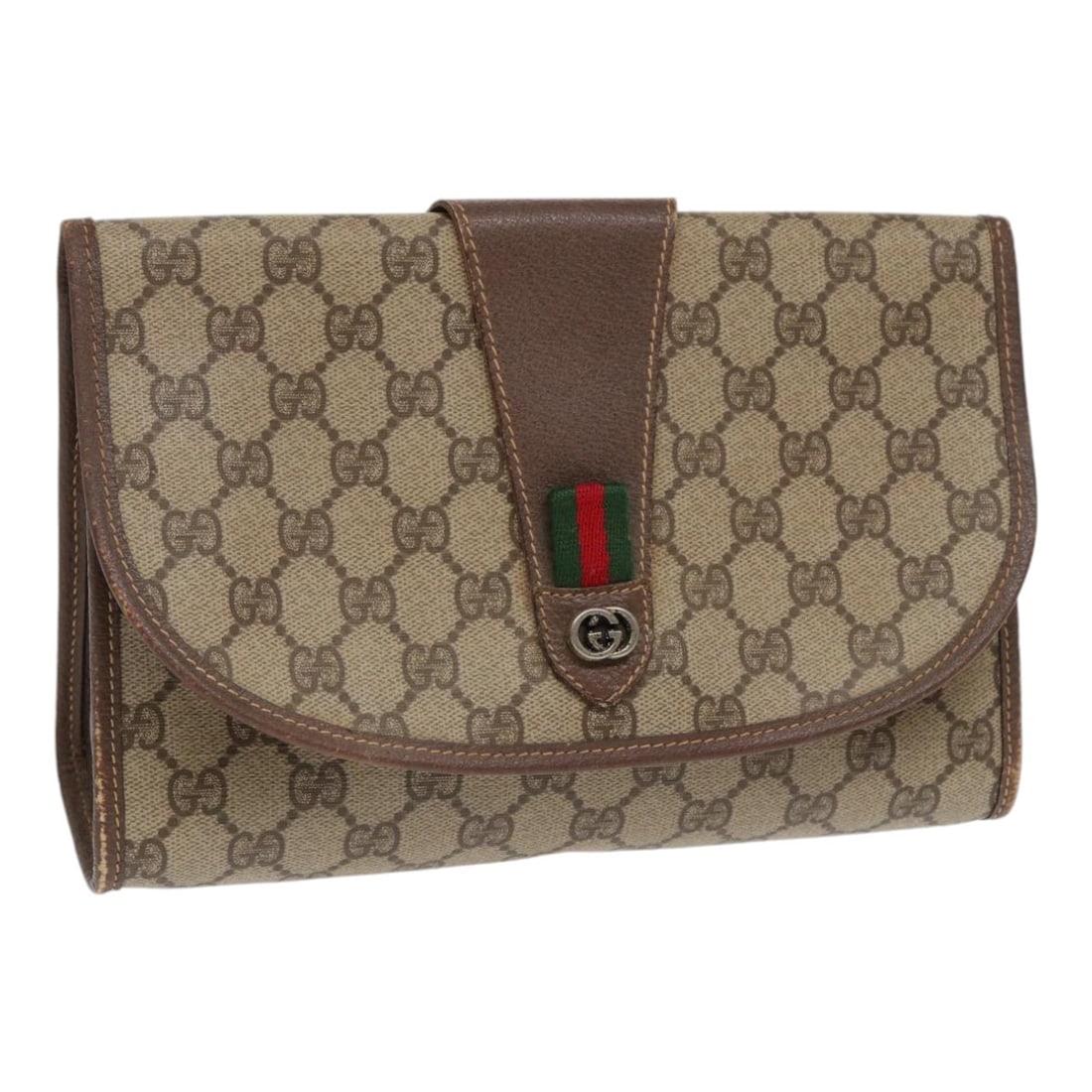 GUCCI GG Supreme Sherry Line Clutch Bag Beige Red PVC Authentic 89 01 030: GUCCI GG Supreme Sherry Line Clutch Bag Beige Red PVC Authentic 89 01 030 Elevate your accessory game with this authentic GUCCI GG Supreme Web Sherry Line Clutch Bag. Crafted from durable PVC leather,