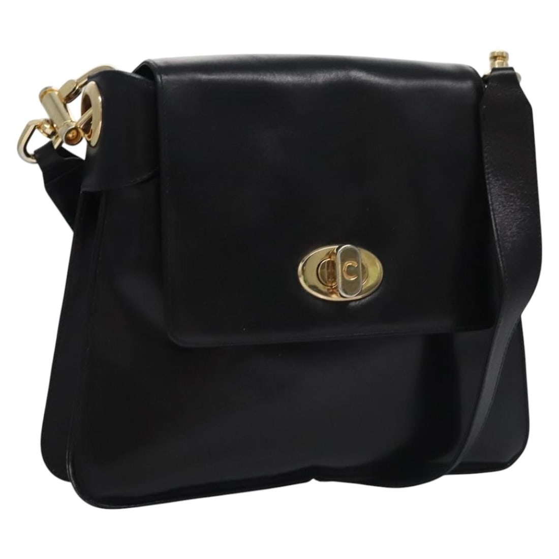 Celine Black Leather Shoulder Bag with Gold Accents Italy (1 of 18)