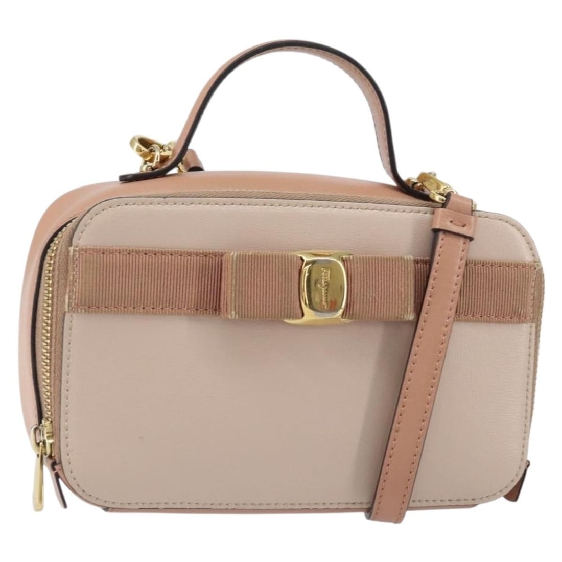 Ferragamo Pink Leather Vala 2way Handbag with Shoulder Strap (1 of 18)