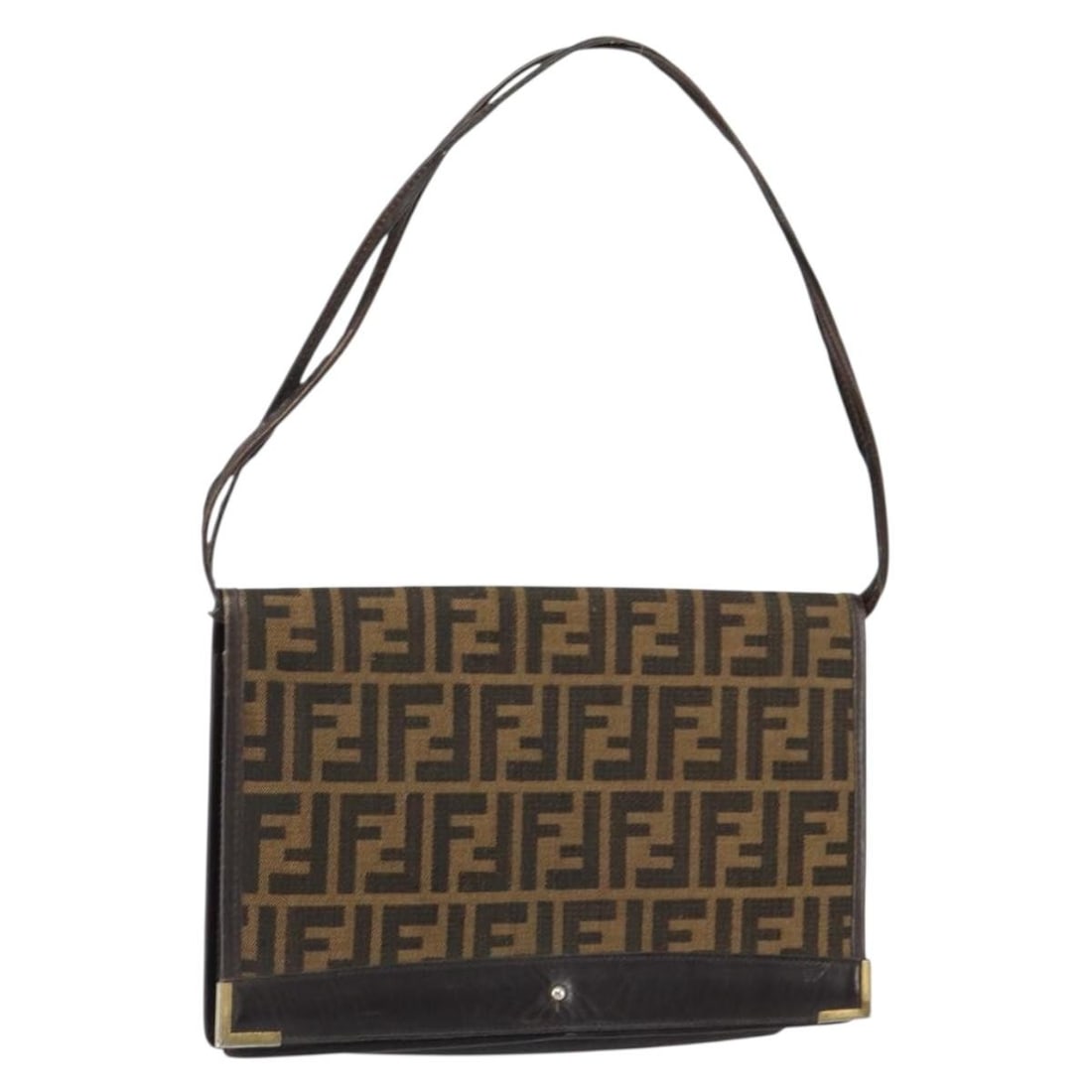 FENDI Zucca Canvas Shoulder Bag Black Brown Made in Italy: FENDI Zucca Canvas Shoulder Bag Black Brown Made in Italy This FENDI Zucca Canvas Shoulder Bag showcases a sophisticated blend of black and brown hues, crafted from authentic Zucca canvas, making it a