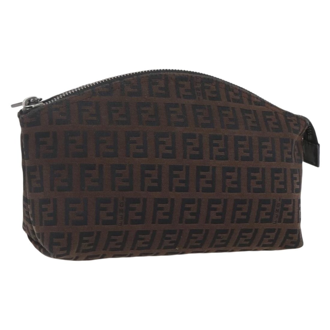 Black and Brown Zucchino Canvas Fendi Pouch from Italy: Black and Brown Zucchino Canvas Fendi Pouch from Italy This FENDI Zucchino Canvas pouch features a black and brown exterior with the iconic Zucchino pattern. Made in Italy, the pouch has a compact rec