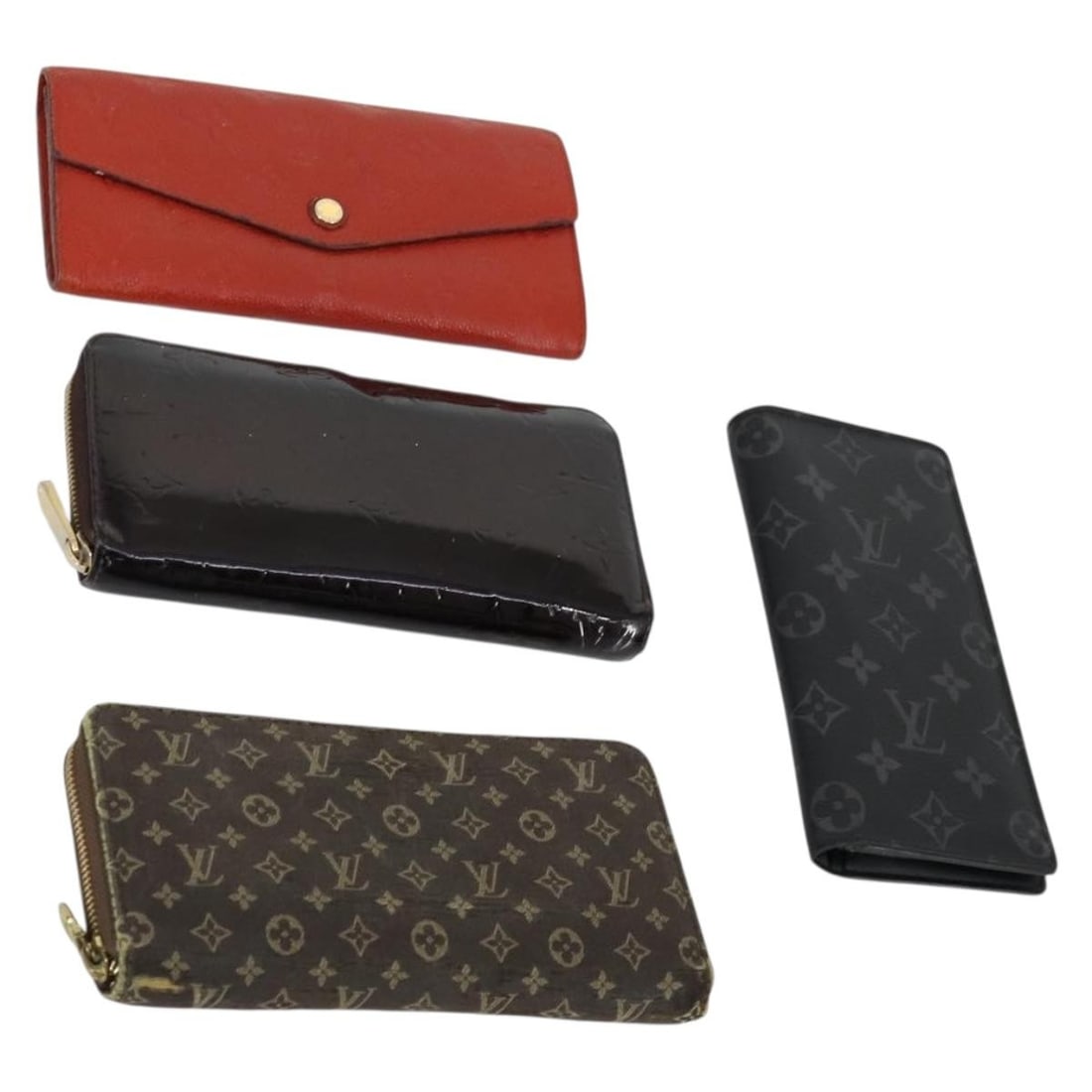 Set of 4 Louis Vuitton Monogram Canvas Wallets in Red Black and Brown (1 of 18)