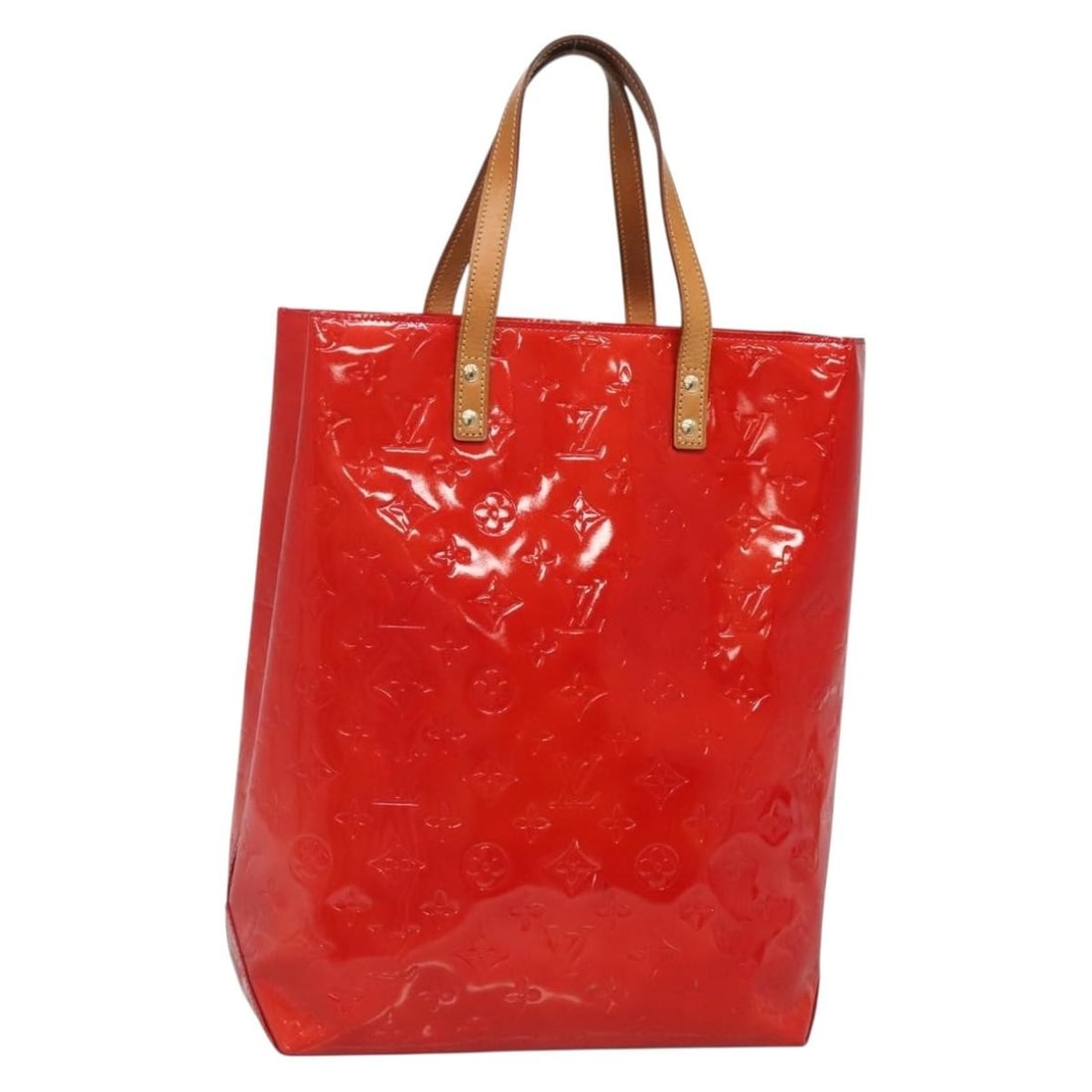 LOUIS VUITTON Monogram Vernis Reade MM Hand Bag Red Patent Leather M91086: LOUIS VUITTON Monogram Vernis Reade MM Hand Bag Red Patent Leather M91086 Elevate your style with the LOUIS VUITTON Monogram Vernis Reade MM Hand Bag in a striking red hue. Crafted from premium patent