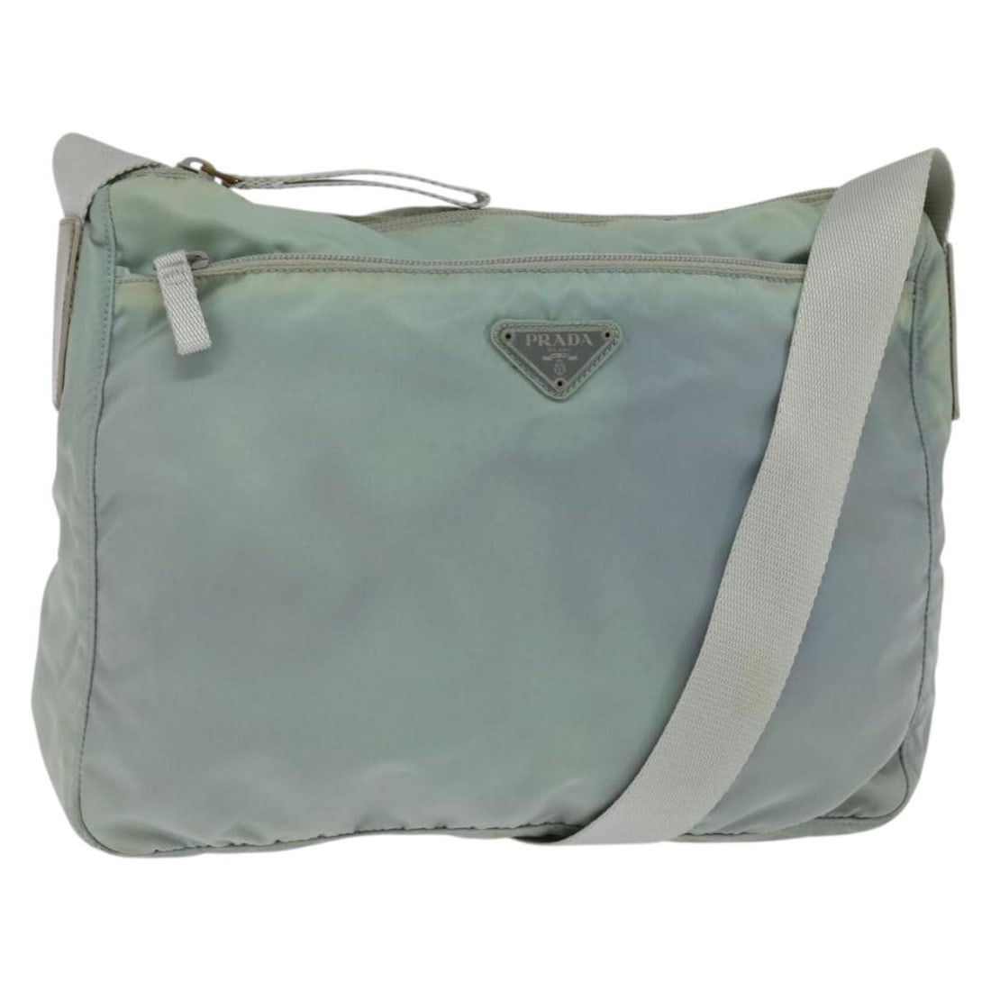 PRADA Light Blue Nylon Shoulder Bag with Silver Accents Authentic (1 of 18)