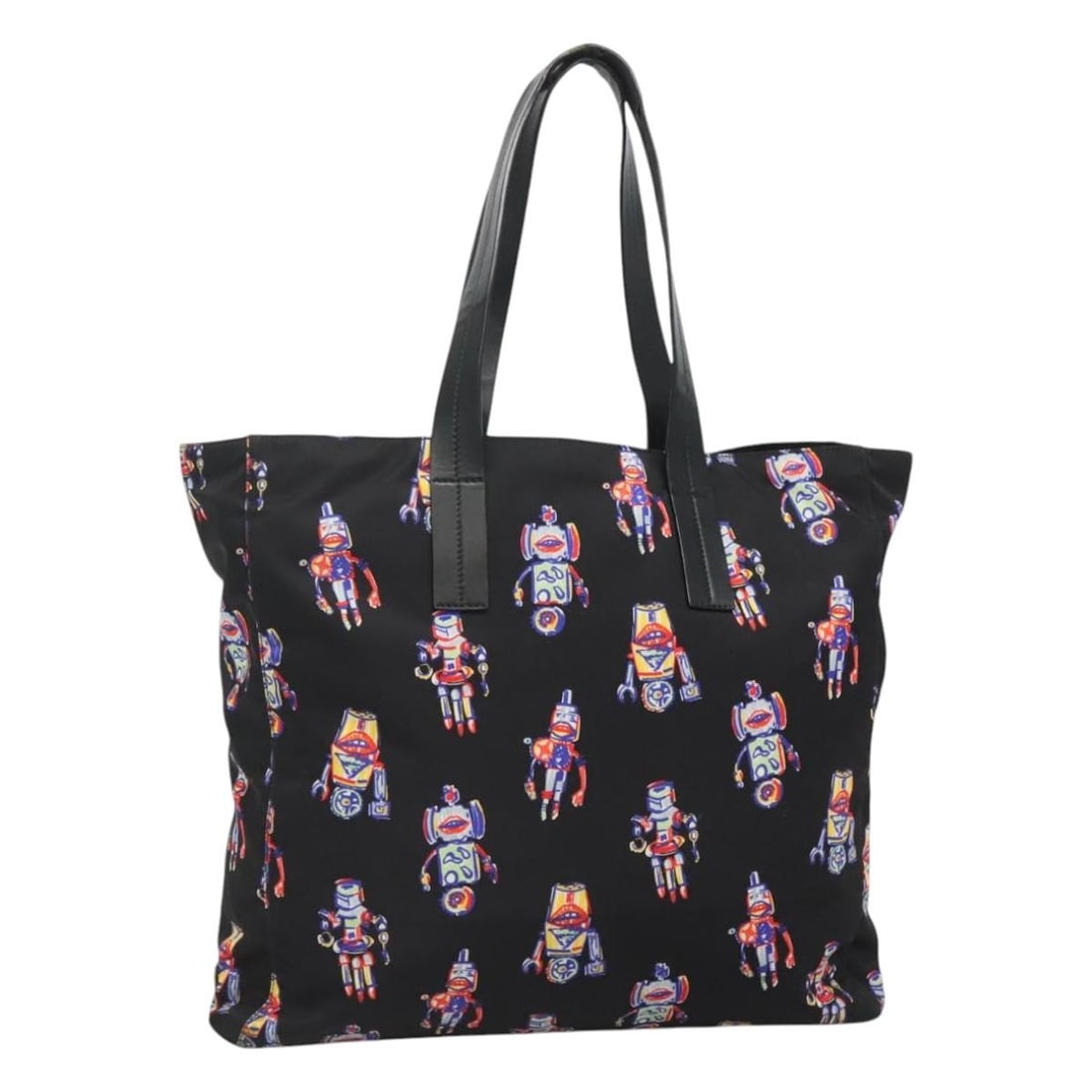 PRADA Black Silver Nylon Tote Bag Made in Italy Auth: PRADA Black Silver Nylon Tote Bag Made in Italy Auth This authentic PRADA tote bag is crafted from durable nylon in a sleek black and silver color combination. With a spacious interior, it measures ap