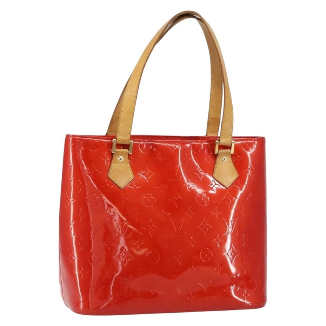 Louis Vuitton Houston Rouge Patent Leather Monogram Shoulder Handbag M91092: Louis Vuitton Houston Rouge Patent Leather Monogram Shoulder Handbag M91092 This Louis Vuitton Monogram Vernis Houston handbag features a glossy patent leather exterior in Rouge. The bag is designed w