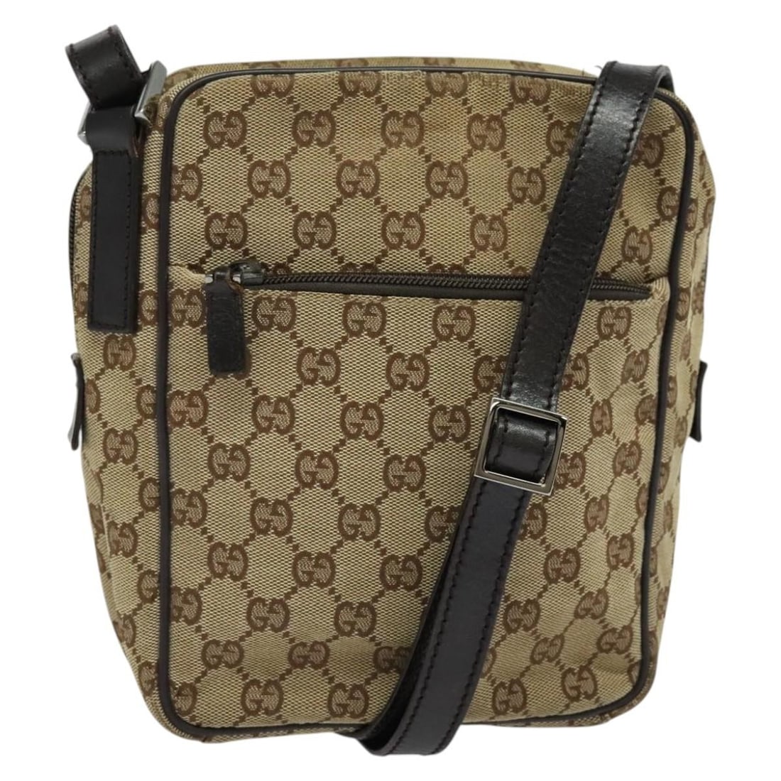 GUCCI GG Canvas Shoulder Bag Beige Silver 03136 Authentic Italy (1 of 18)