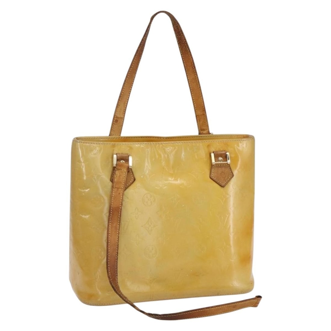 LOUIS VUITTON Monogram Vernis Houston Hand Bag Gris M91053 Auth: LOUIS VUITTON Monogram Vernis Houston Hand Bag Gris M91053 Auth This Louis Vuitton Monogram Vernis Houston Hand Bag in Gris is crafted from luxurious patent leather, showcasing a sophisticated design.