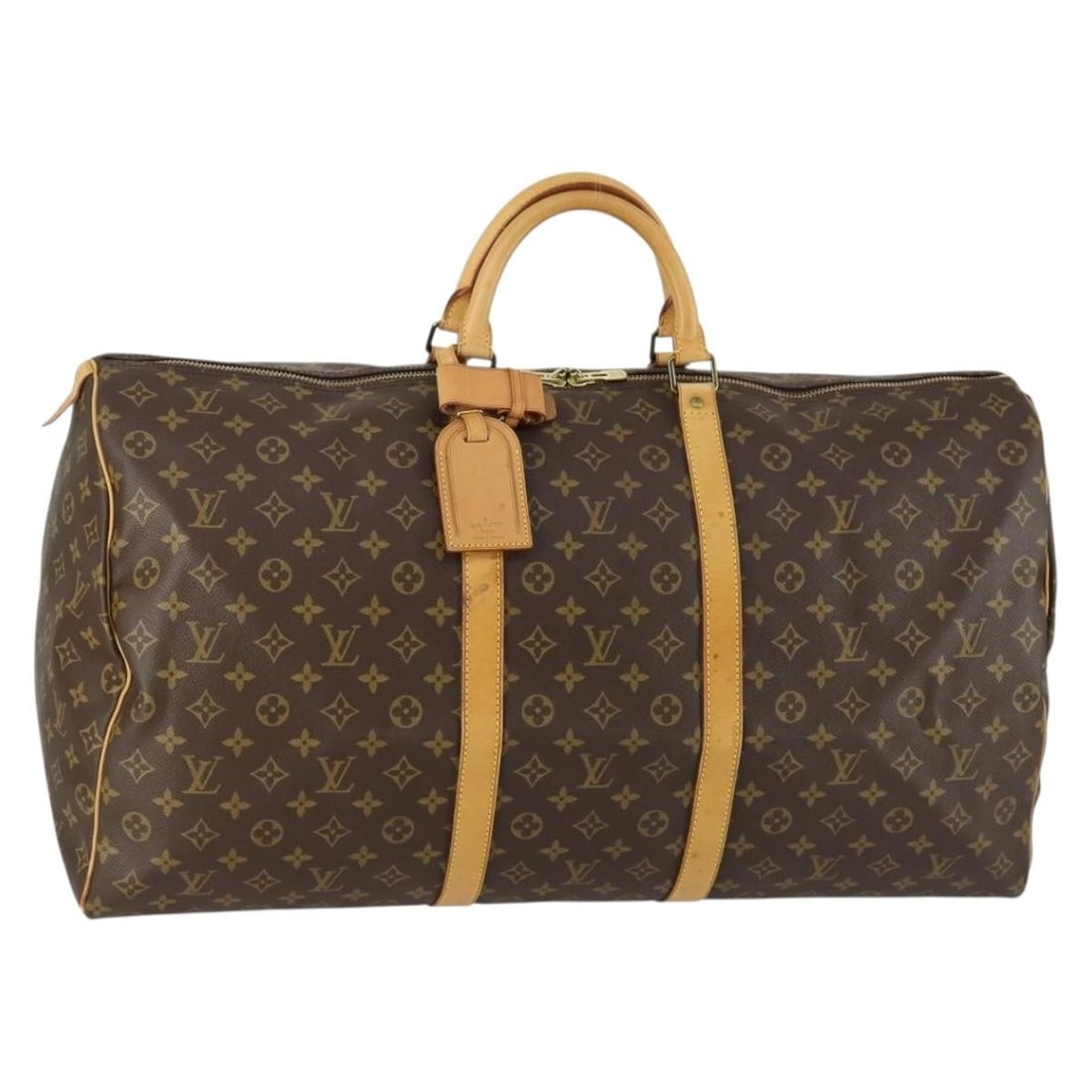 Louis Vuitton Keepall 60 Monogram Canvas Boston Bag M41422 with Name Tag: Louis Vuitton Keepall 60 Monogram Canvas Boston Bag M41422 with Name Tag This Louis Vuitton Monogram Keepall 60 Boston Bag, model M41422, features the classic Monogram Canvas exterior. The bag is made