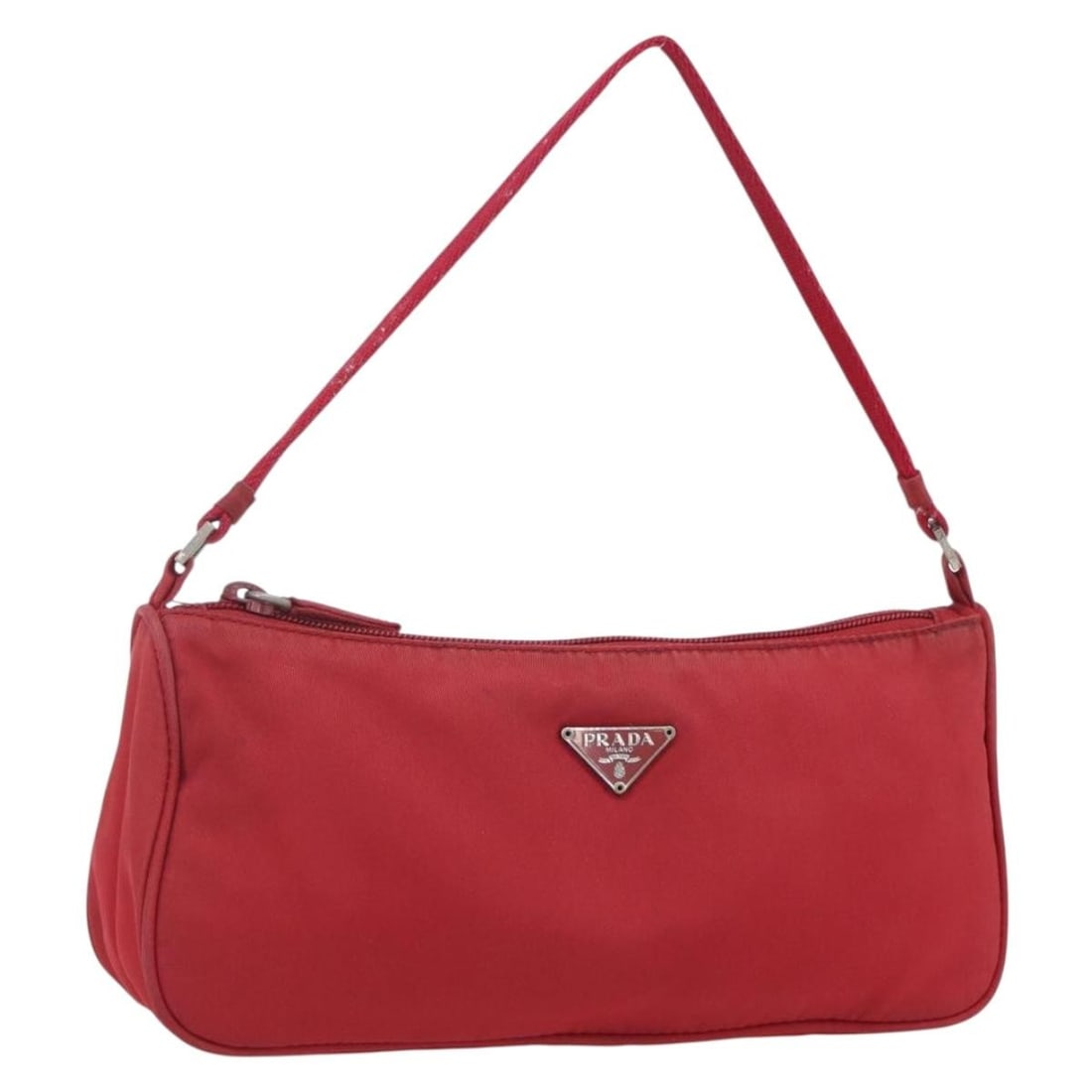 PRADA Red Silver Nylon Accessory Pouch Auth 156978 (1 of 18)