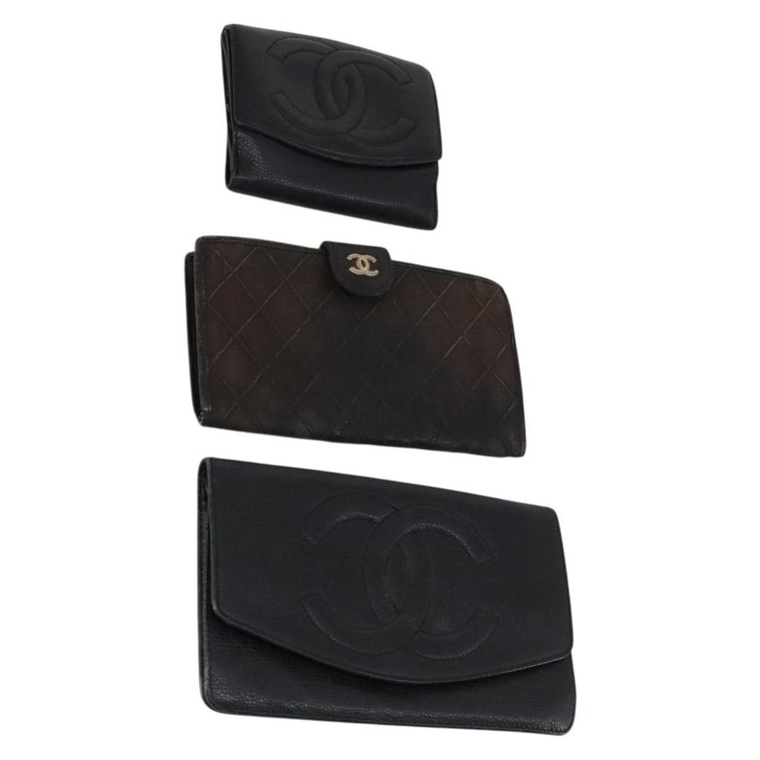 CHANEL Black Leather Wallet Set of 3 with Authentication (1 of 18)