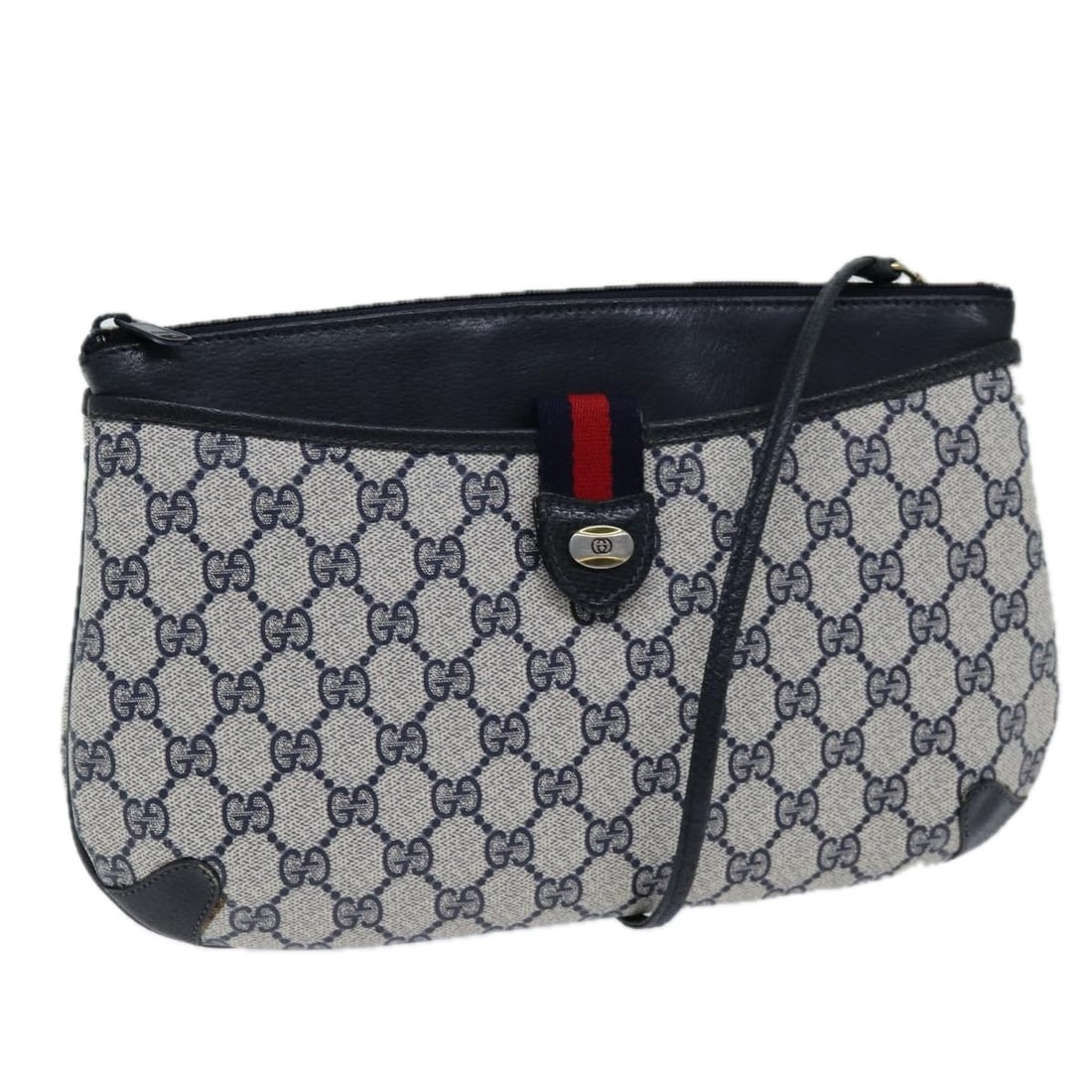GUCCI GG Supreme Sherry Line Shoulder Bag PVC Navy Red 39 02 026 Authentic Italy: GUCCI GG Supreme Sherry Line Shoulder Bag PVC Navy Red 39 02 026 Authentic Italy Elevate your style with the GUCCI GG Supreme Sherry Line Shoulder Bag. This eye-catching piece combines a sophisticated
