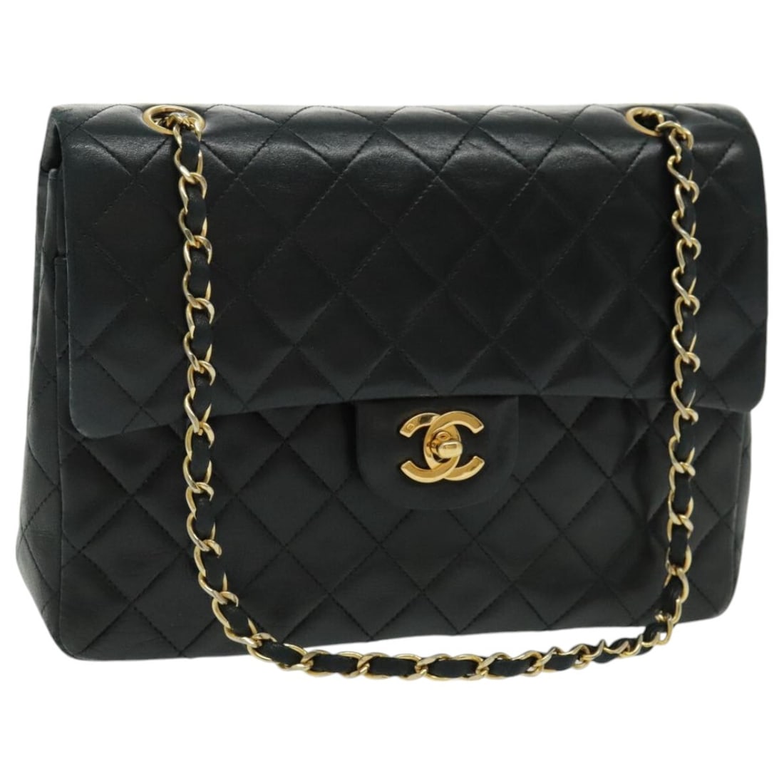 CHANEL Matrasse Shoulder Bag Lamb Skin Black Gold CC Auth: CHANEL Matrasse Shoulder Bag Lamb Skin Black Gold CC Auth Elevate your accessory collection with this authentic CHANEL Matrasse Chain Shoulder Bag, crafted from luxurious lambskin in a sophisticated b
