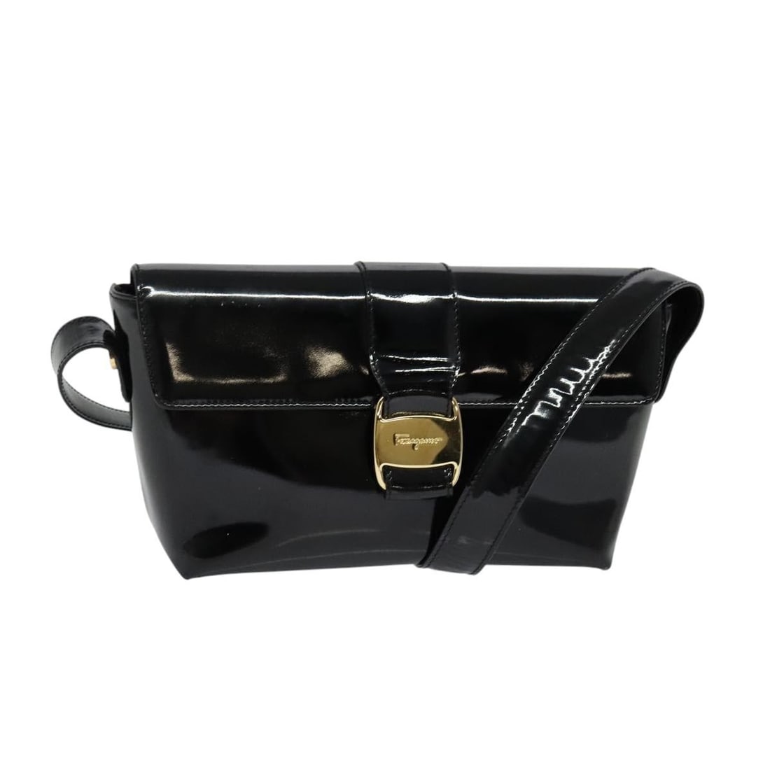 Salvatore Ferragamo Gancini Shoulder Bag Black Gold Leather Made in Italy: Salvatore Ferragamo Gancini Shoulder Bag Black Gold Leather Made in Italy This Salvatore Ferragamo Gancini Shoulder Bag is a stylish accessory made from high-quality leather in a classic black and gol