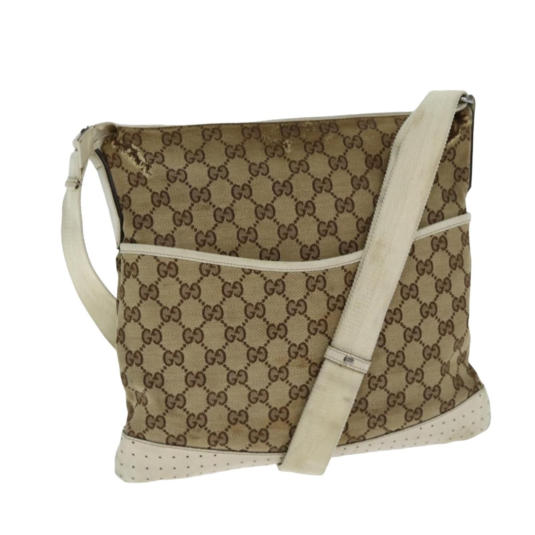 GUCCI GG Canvas Shoulder Bag Beige White 145857 Authentic Italy (1 of 18)