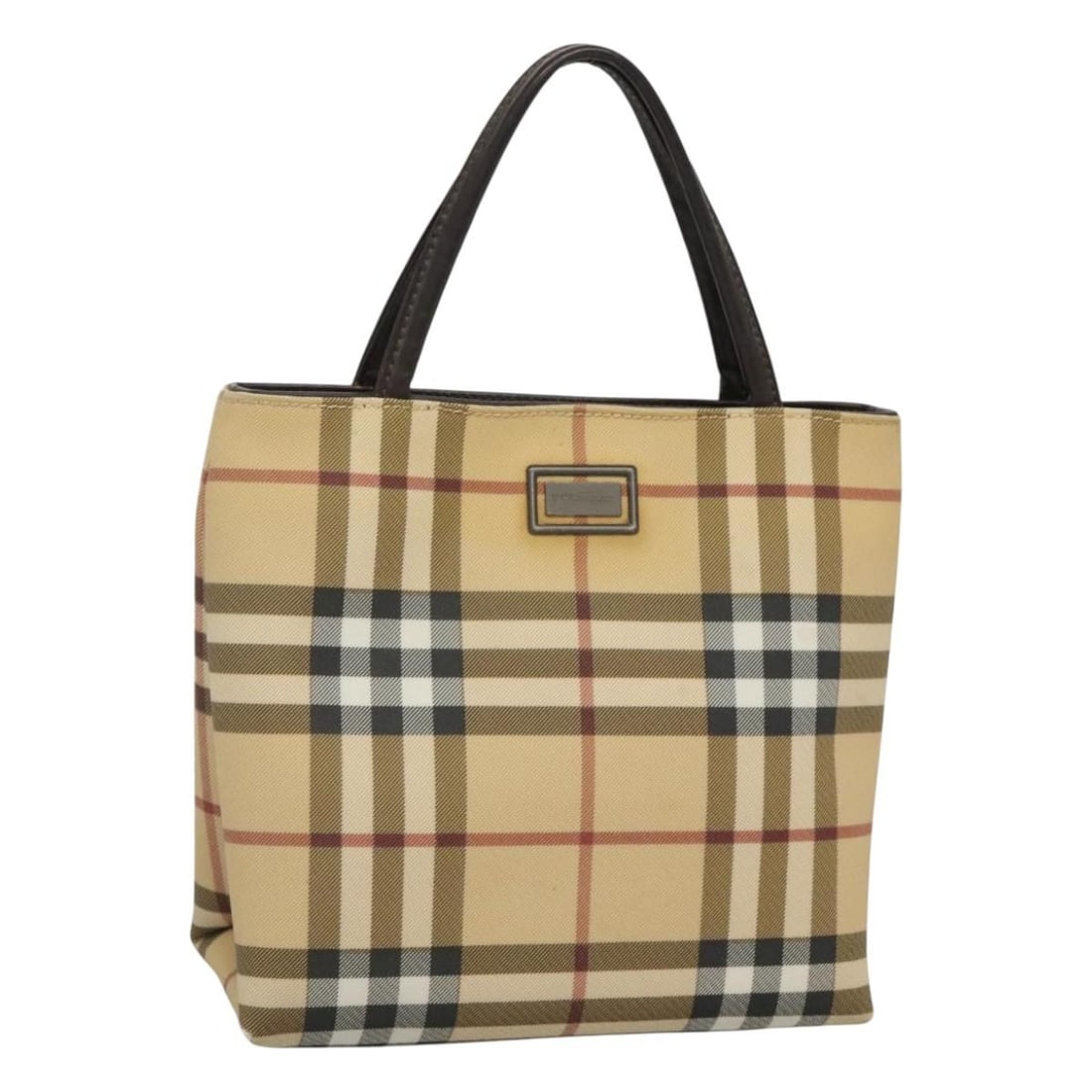 Burberry Nova Check Hand Bag PVC Beige Silver Auth BA1232 (1 of 18)