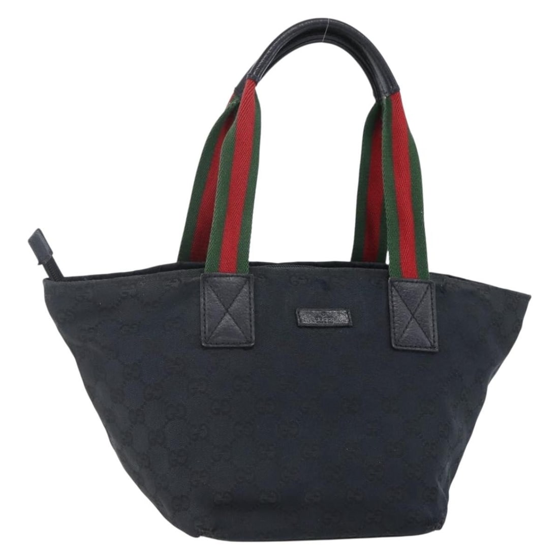 GUCCI GG Canvas Web Sherry Line Hand Bag Black Red Green 131228 Auth (1 of 18)