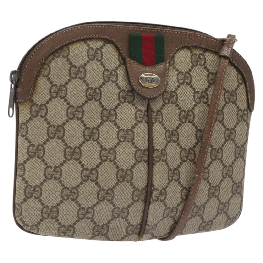 GUCCI GG Supreme Sherry Line Shoulder Bag Beige Gold PVC 904 02 047 Auth (1 of 18)